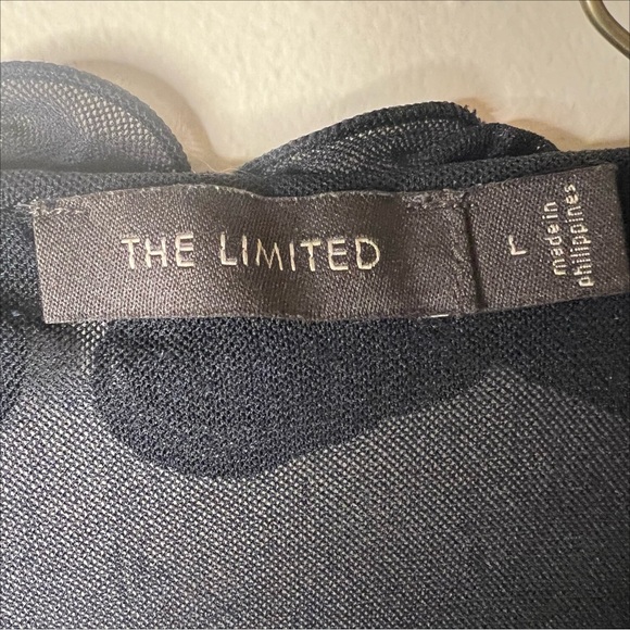 The Limited sleeveless black ruffled tunic top ruche details - large. - Picture 2 of 3